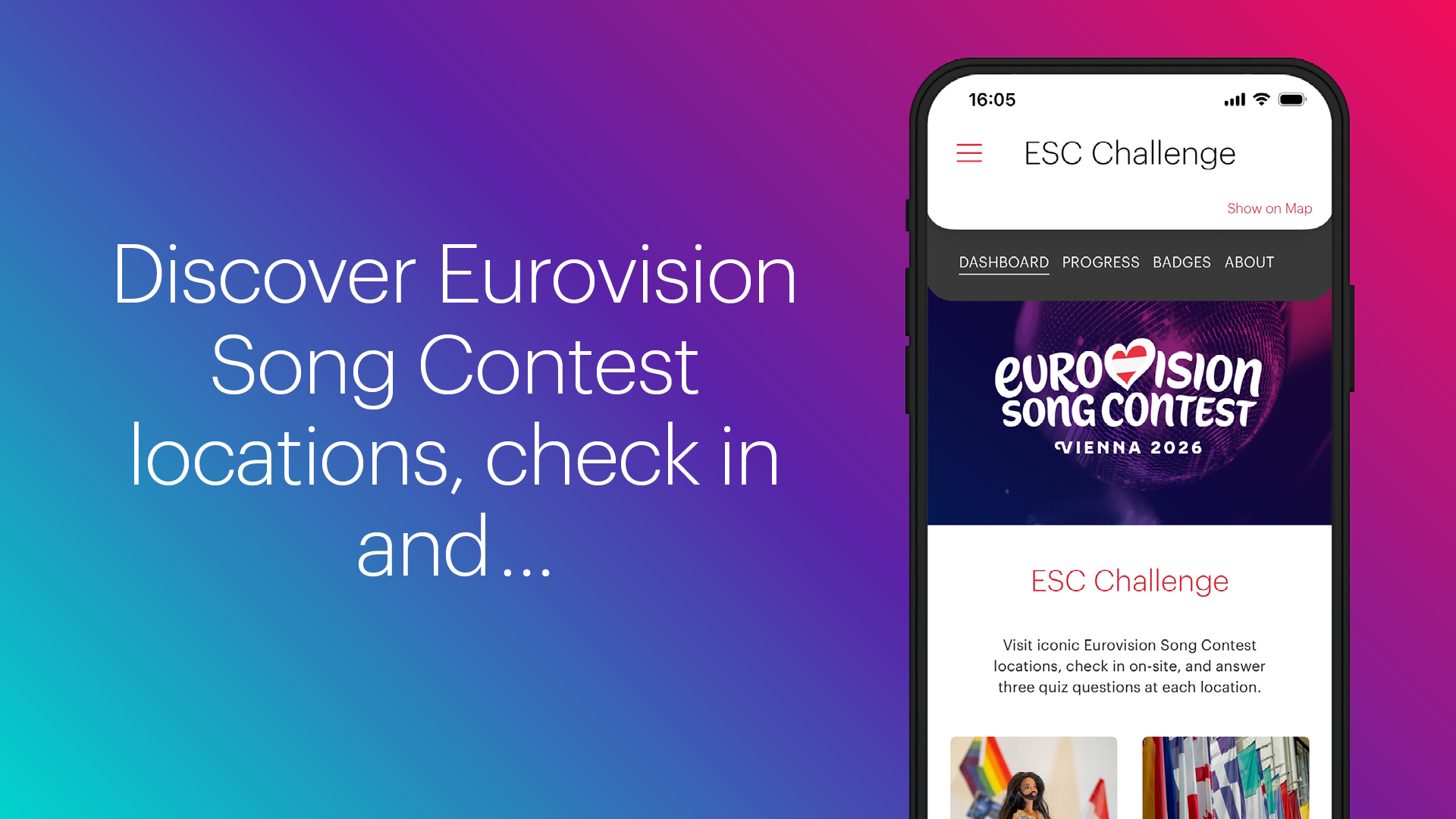 Sujet with text: Discover Eurovision Song Contest locations, check in and ...