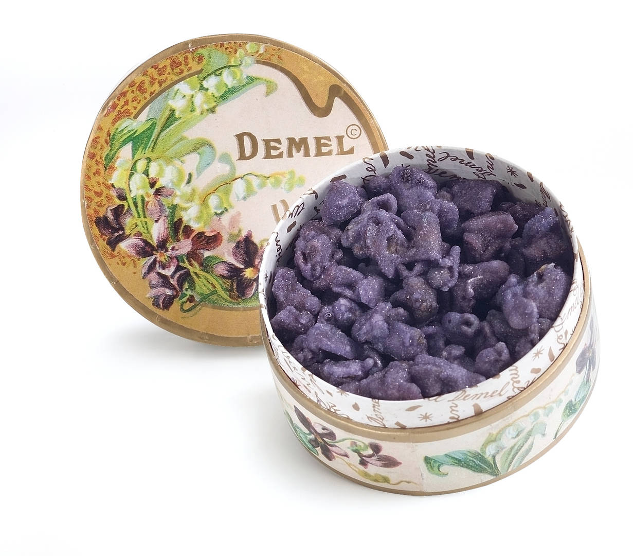 A jar with sugared violets