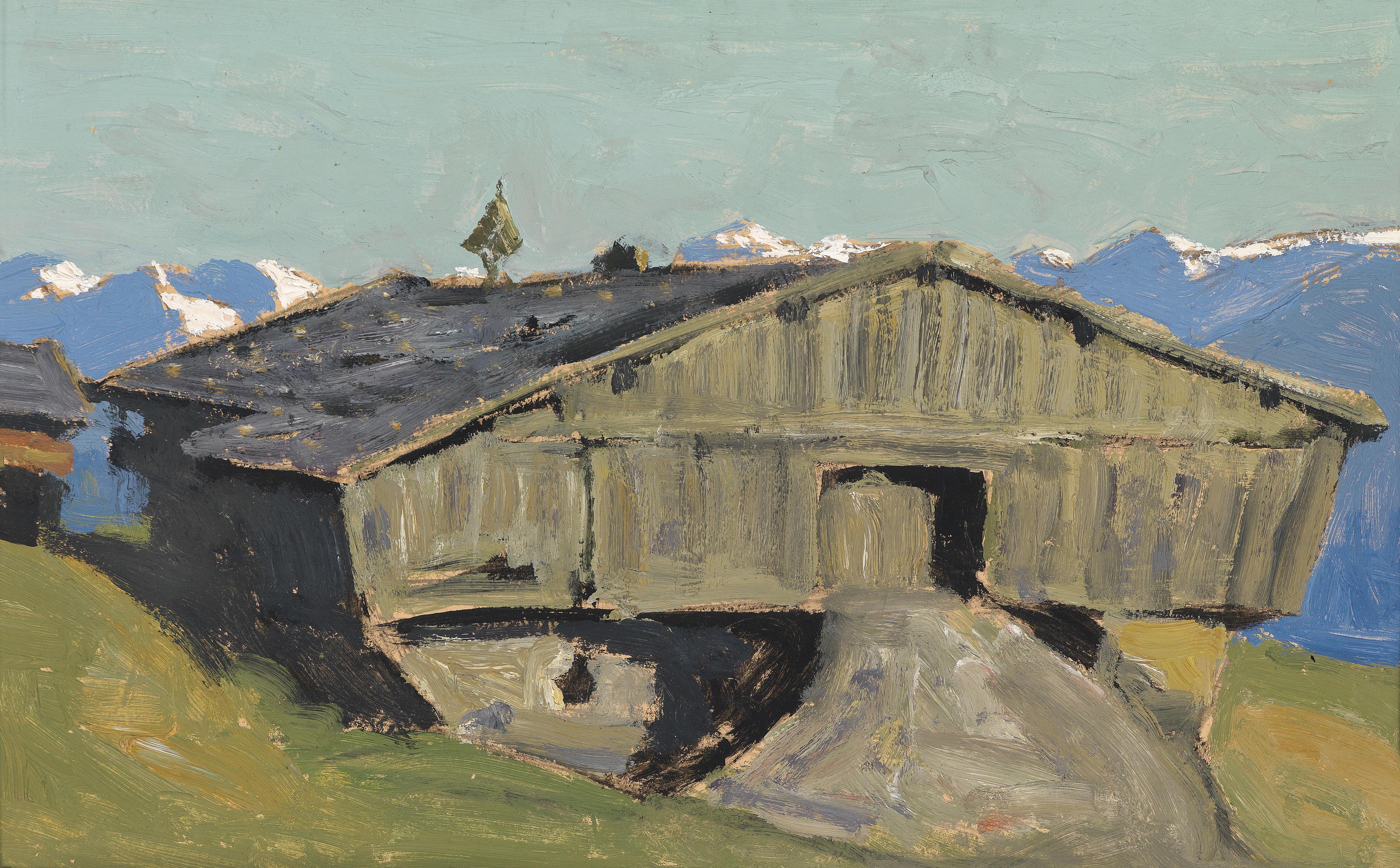 Painting: Alfons Walde, Kitzbühel, Tiroler Bauernhof (Trolean farm), 1920