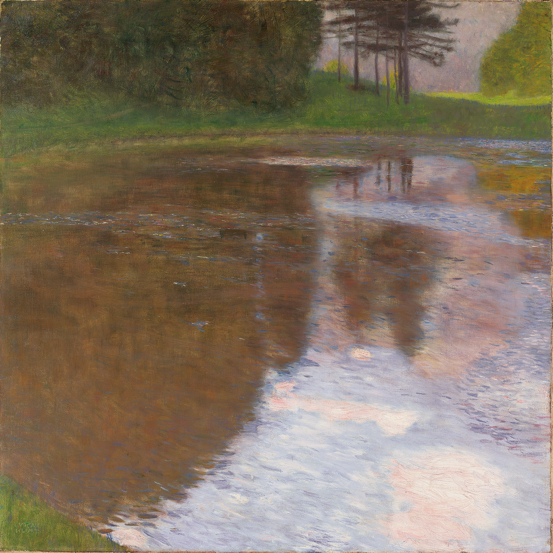 Painting by Gustav Klimt, A Morning by the Pond (1899)