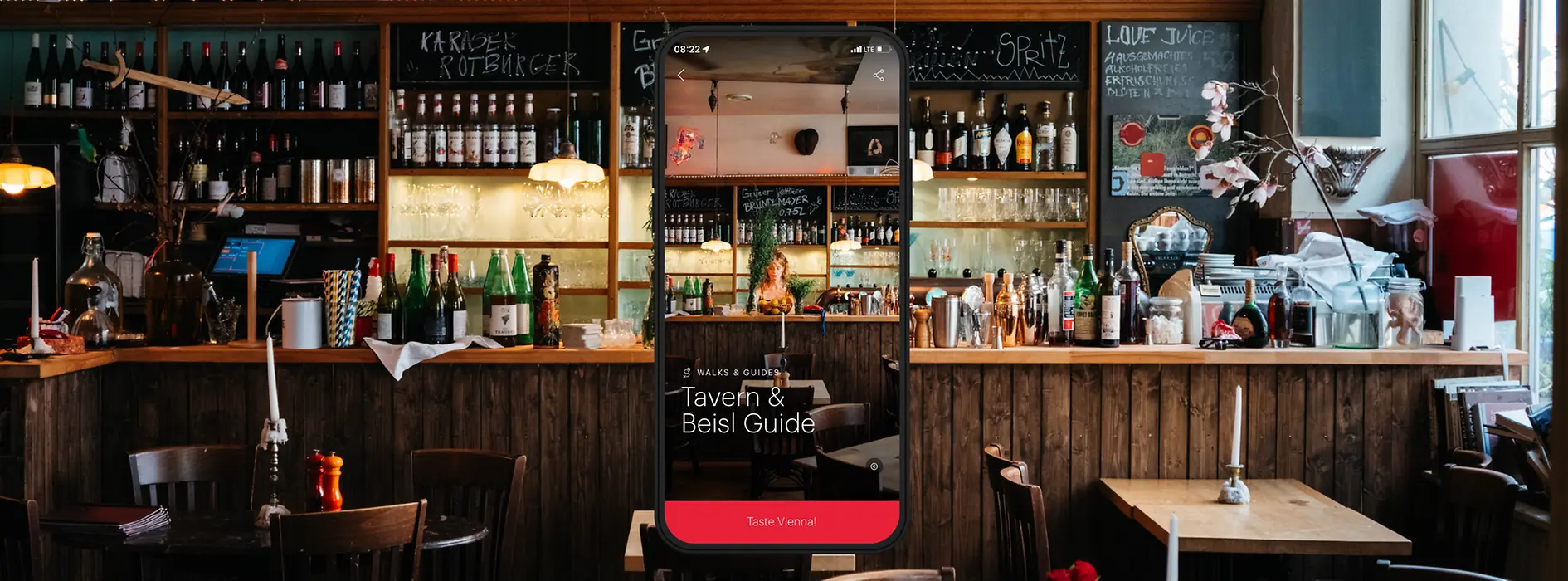 Advertising sujet with text: Tavern & Beisl Guide