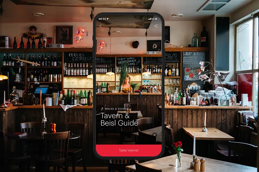 Advertising sujet with text: Tavern & Beisl Guide