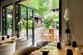 Restaurant view overlooking the garden