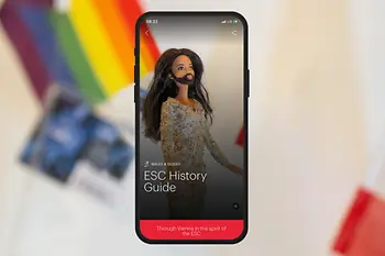 Sujet with Conchita Wurst doll with text: ESC History Guide