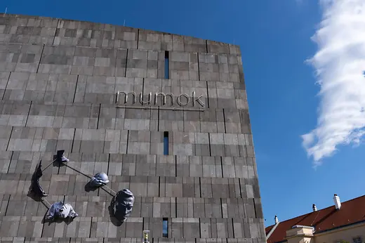 Exterior view of the mumok with its basalt facade