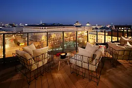 25hours Hotel Dachboden Bar, View over terrace
