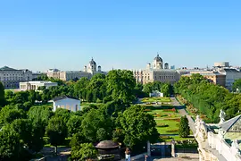 View of the Burgtor, Theseus Temple and museums