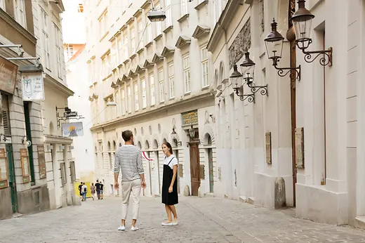 Woman and man in Vienna's Old City