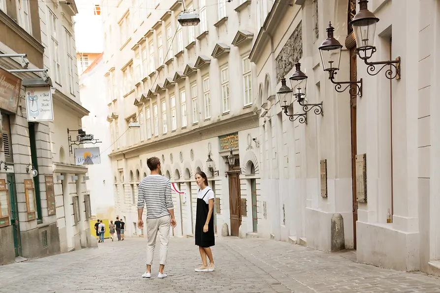 Woman and man in Vienna's Old City