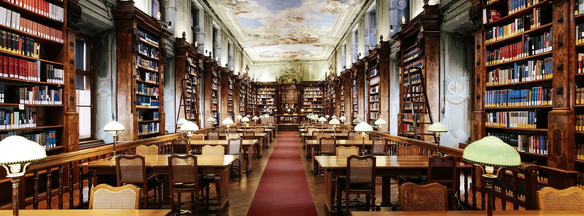 View inside the reading room of the National Library