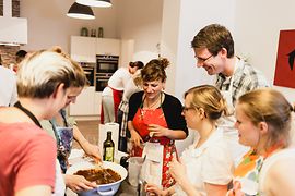 Group in a cooking course