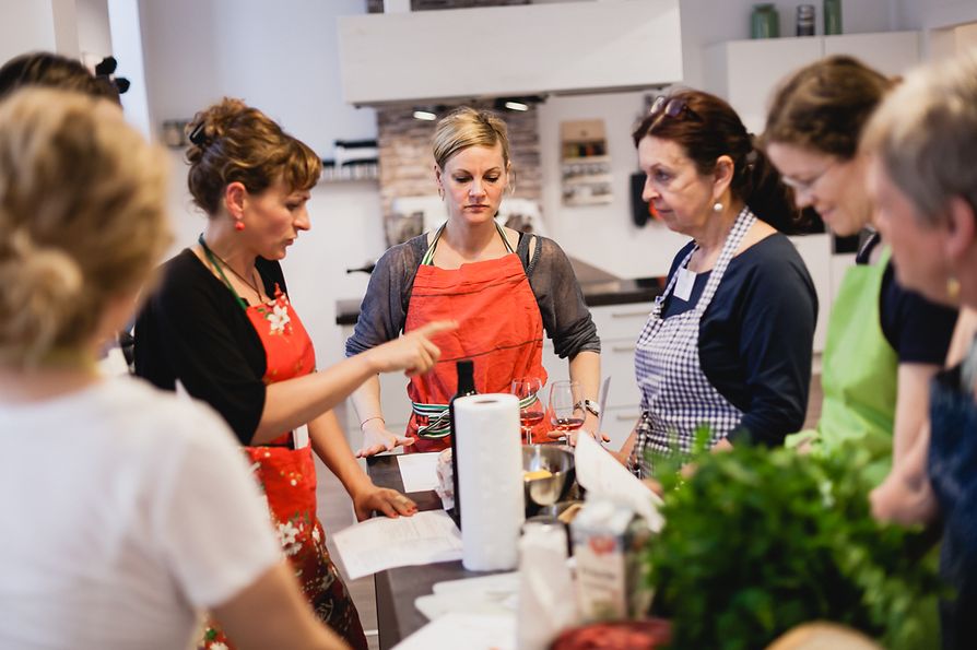 Group of women in a cooking course