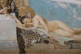 Burghteater, Feststiege mit Klimt-Gemälde, Detail Dionysos