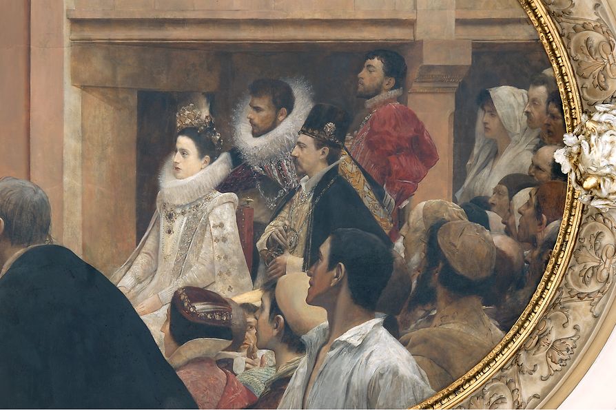 Burghteater, Feststiege mit Klimt-Gemälde, Detail Romeo