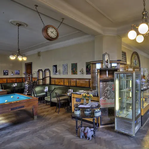 Coffee house with billiard tables