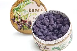 A jar with sugared violets