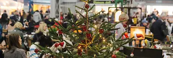 Decorated Christmas tree at the Edelstoff Christmas market