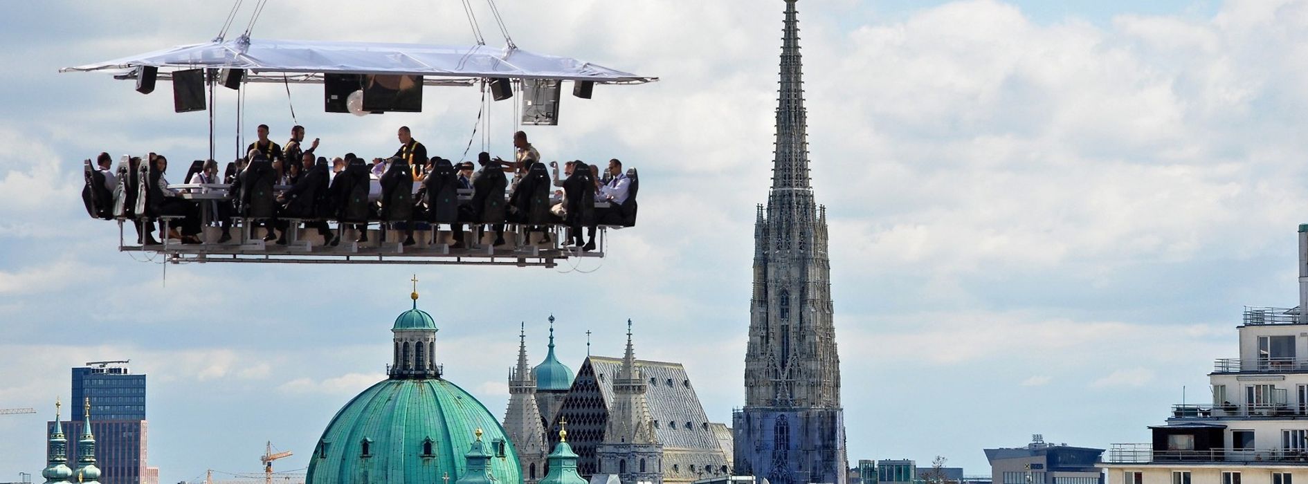 Dinner in the sky with St. Stephen's Cathedral in the background
