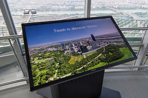 Interactive panoramic screen at the Danube Tower