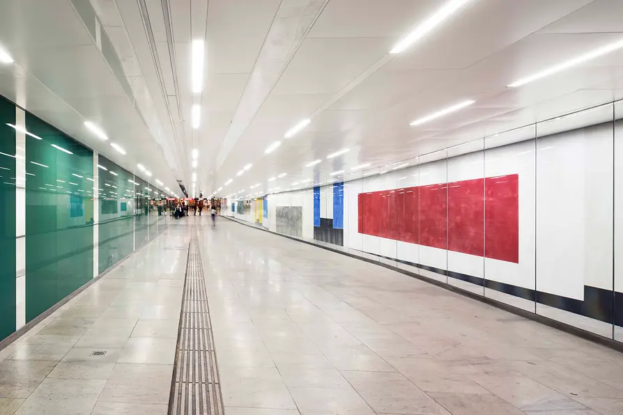 Abstract art in the Vienna subway underpass at Karlsplatz 
