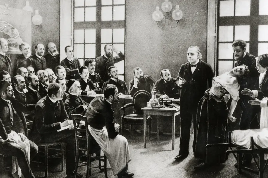 Jean Martin Charcot durante la presentazione di un’isterica