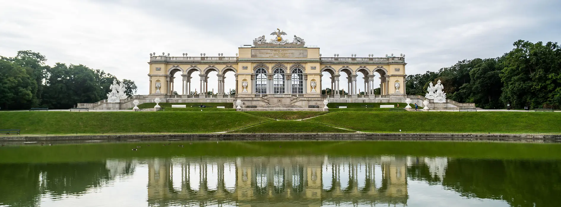 Schönbrunn Palace park with view of the Gloriette