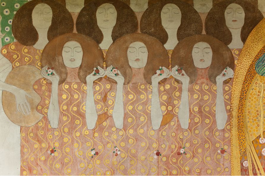 Gustav Klimt, Beethoven Frieze, detail of right-hand wall (Chor der Paradiesengel - Choir of Angels), Secession