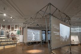 Exhibition view with film installation