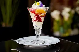 Hotel Bristol Vienna – Peach Melba ice cream dessert