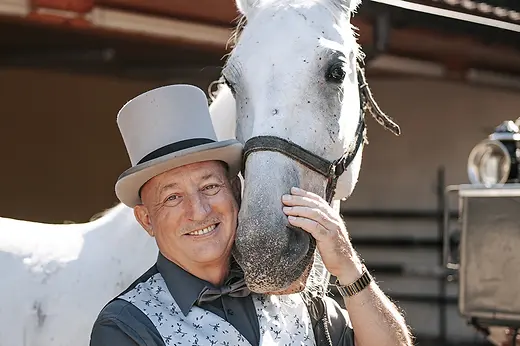 Fiakerkutscher mit Pferd