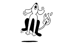 Illustration for Einbrennter Hund (potato dish): dog with a burning tail