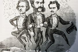 Karikatur von Josef Strauss und seinen Brüdern