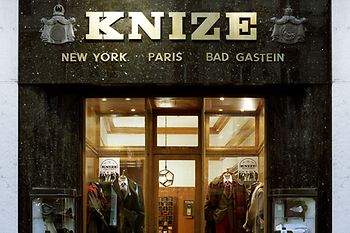 Store entrance to mens' outfitter Kniže