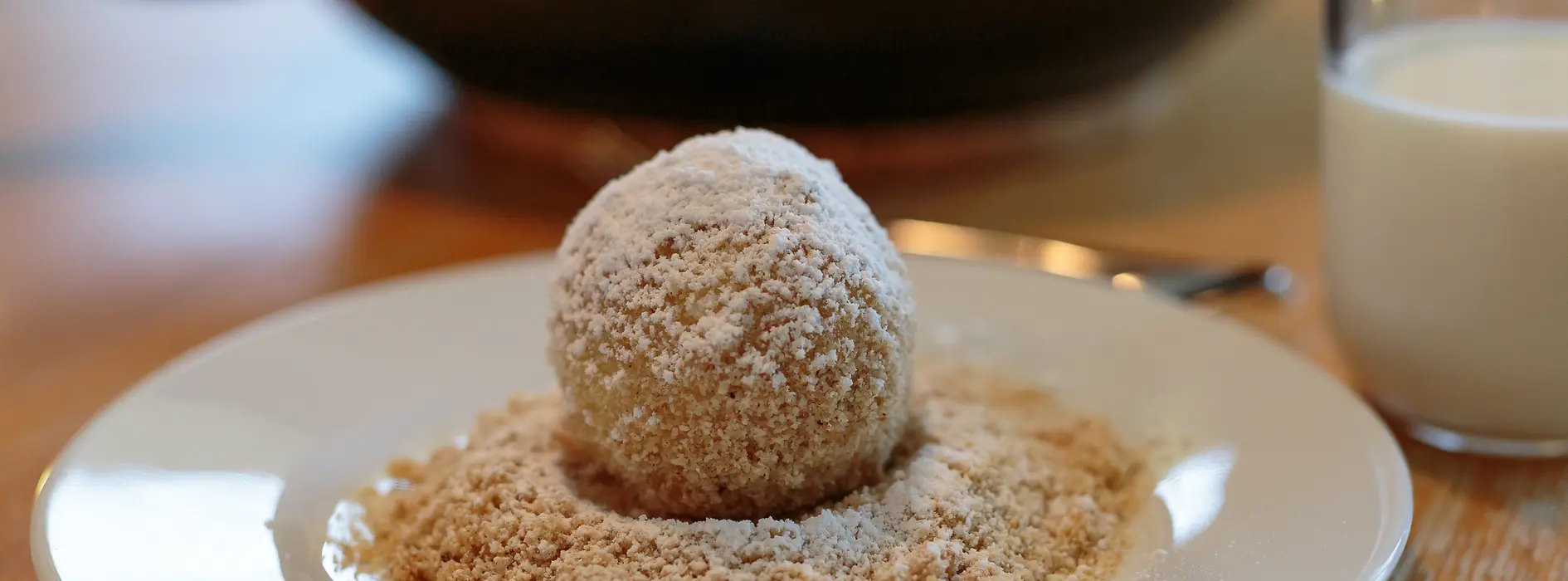Chestnut dumplings with chocolate gravy