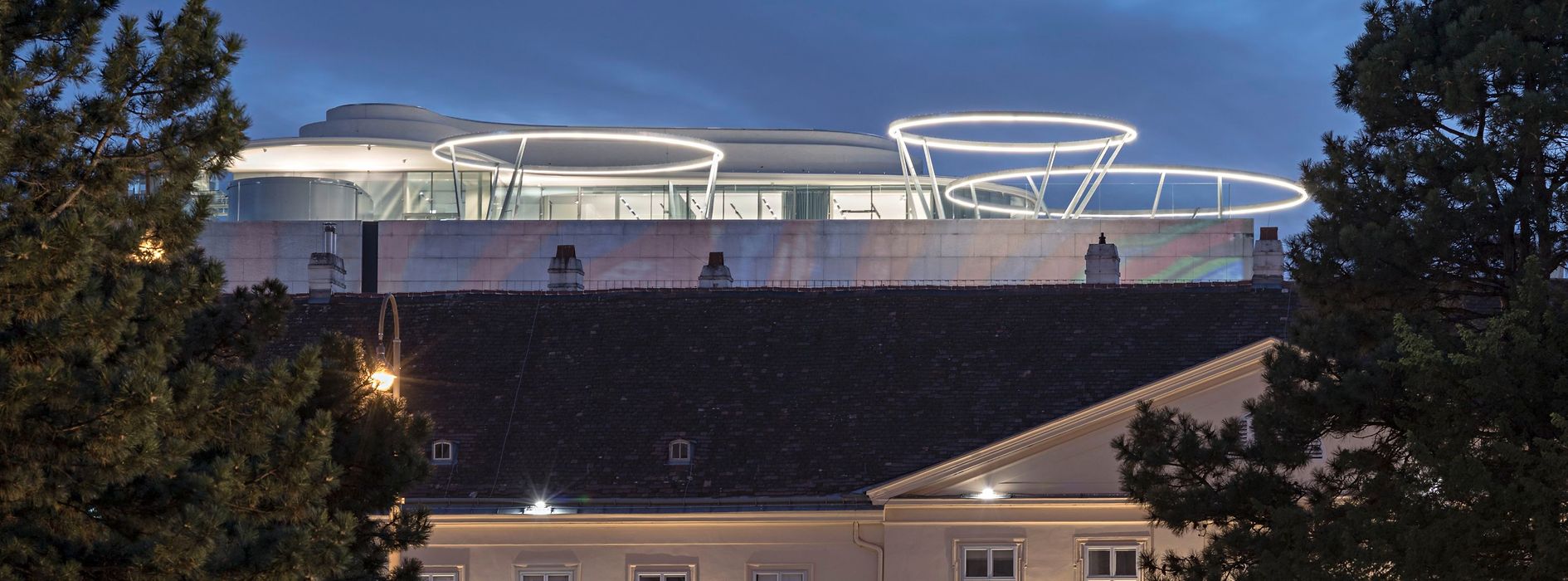 Terrasse sur le toit du Musée Leopold au MuseumsQuartier de Vienne