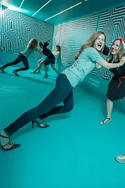 Three women in an inclined position