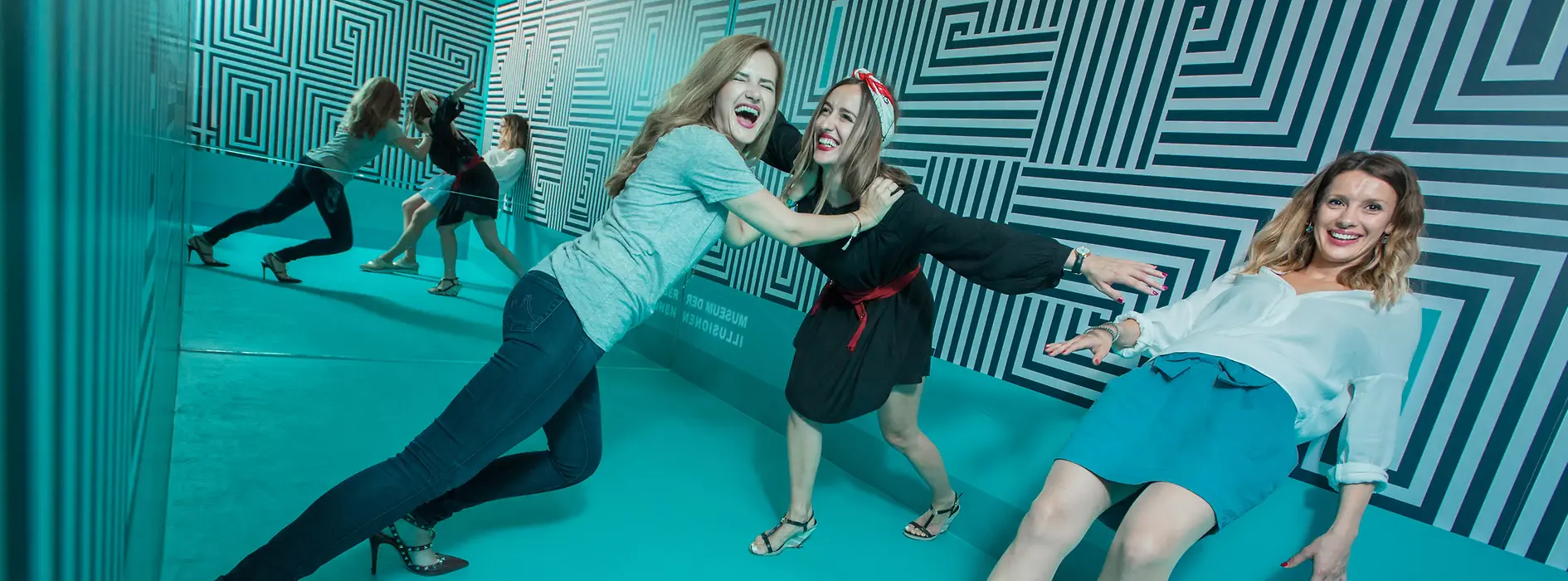 Three women in an inclined position