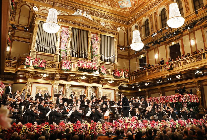 Concerto di Capodanno dell’Orchestra Filarmonica di Vienna nella Sala dorata del Musikverein