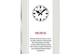 Paquete de té con diseño de reloj