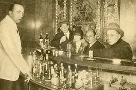 Oskar Kokoschka, Gertrud and Arnold Schönberg, Adolf Loos at Bristol Bar, Berlin 1927