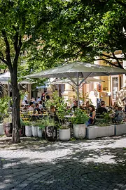 Outdoor dining area on Praterstrasse