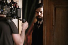 The actor Robert Finster shooting a film in the role of Sigmund Freud