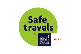 Safety and hygiene stamp "Safe Travels" 