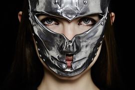 Woman wearing a mask in silver by AND_i