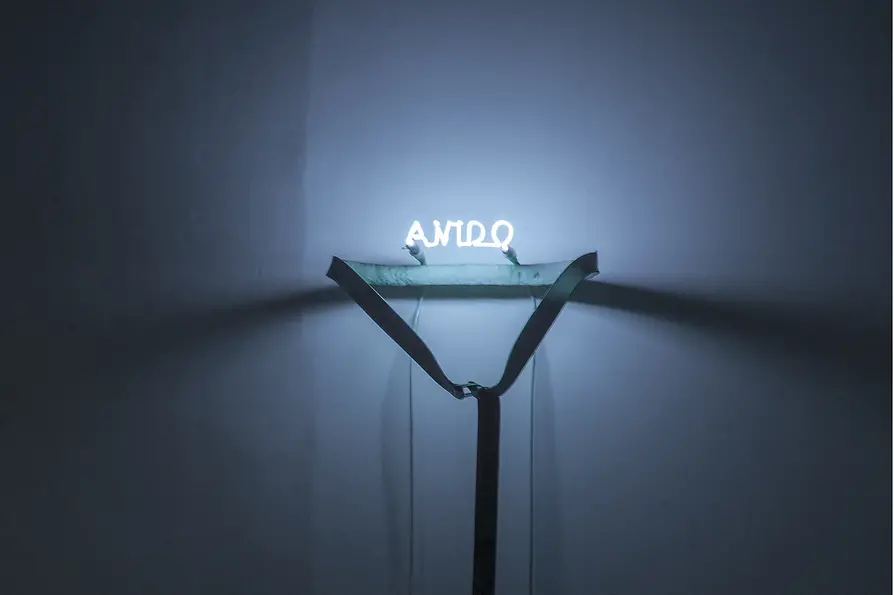 Contemporary light installation by the Italian artist Pier Paolo Calzolari