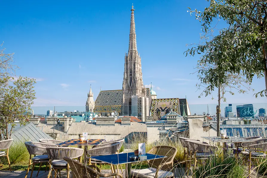 Sky Bar Steffel, avec vue sur la cathédrale Saint-Étienne