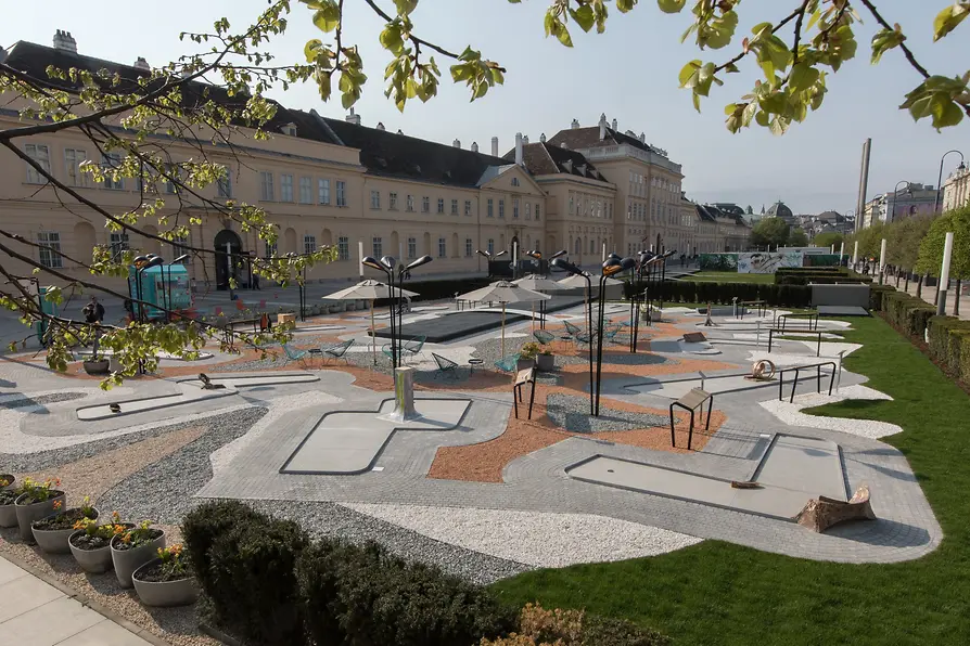 Sculpture park in front of the MuseumsQuartier