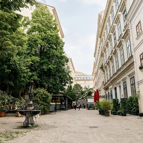 Old residential street in spring