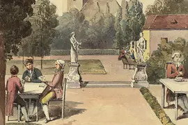ハイリゲンシュタットのバートハウスガルテン、1802年頃、ゲオルク・アントン・ケルブル制作