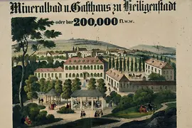 Poster "Mineral bath and guest house in Heiligenstadt / or cash 200,000 gulden w.w.", 1843